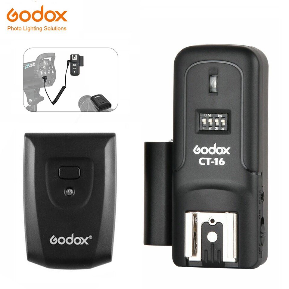 Godox CT-16 16 Channels Wireless Radio Flash Trigger Transmitter + Receiver Set for Canon Nikon Olympus Pentax Studio Flash