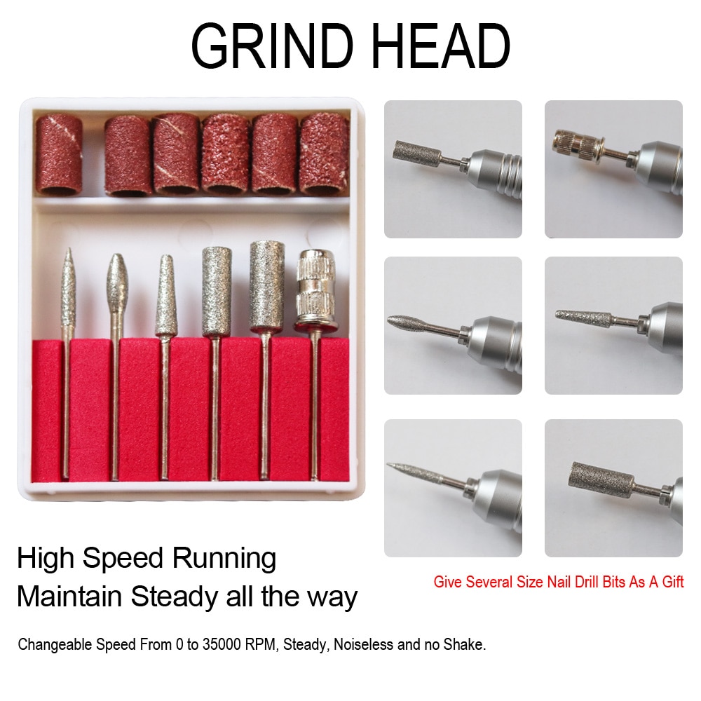 Electric Nail Drill Machine For Manicure And Pedicure Drill 12W 20000RPM Milling Machine Nails Equipment Set Electric Nail File