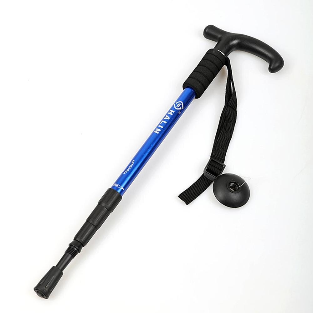 Outdoor Folding Handle 4-Section Folding Walking Sticks Canes Hiking Poles Trekking Poles Stick Adjustable Antishock: Blue