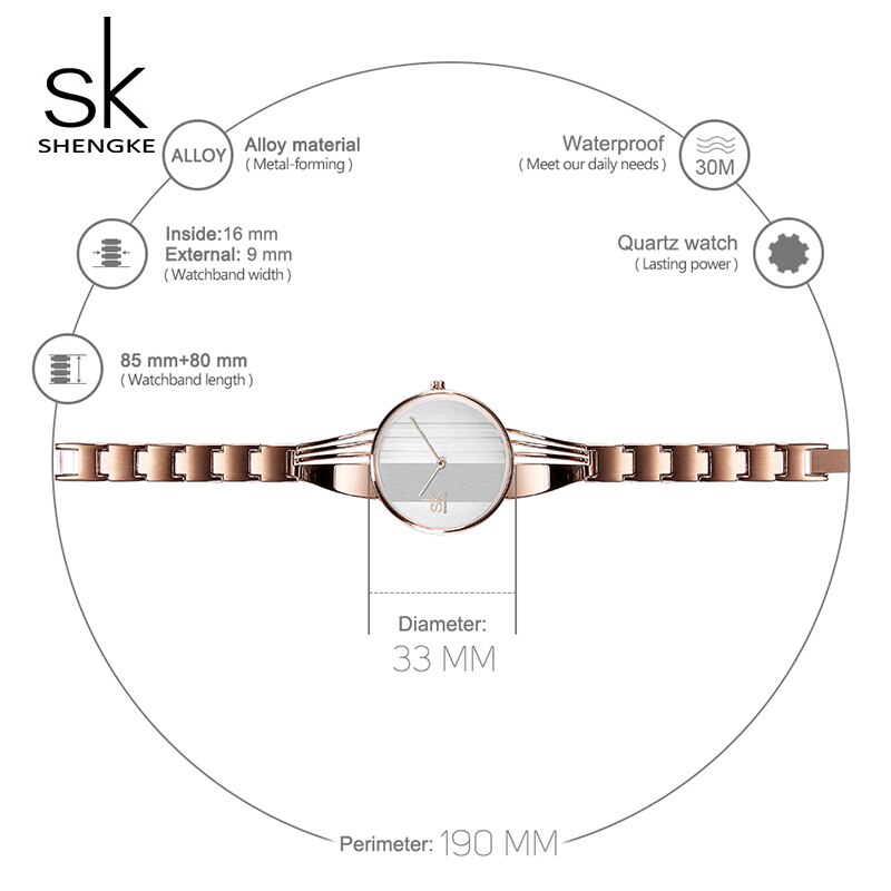 Shengke Mode Vrouwen Horloges Rose Gold Dames Armband Horloges Reloj Mujer SK Quartz Horloges Voor Vrouwen # k0062