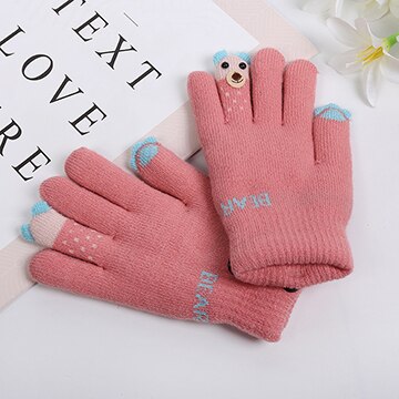 Für 5-9-jahr Kind Karikatur fingerspitzen tragen doppel schicht handschuhe schöNe kreative mädchen warme handschuhe: rot