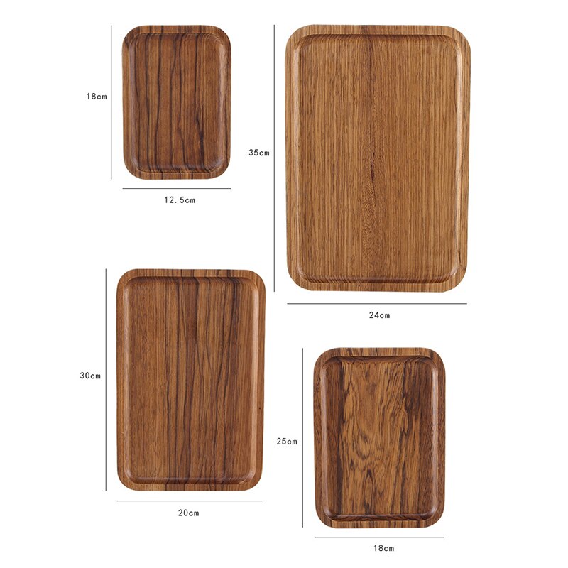 Rectangle Zebra Wooden Tray Home Food Fruits Storage Teacup Japanese Breakfast Dessert Containers Trays Box Plate Dish 4 Size