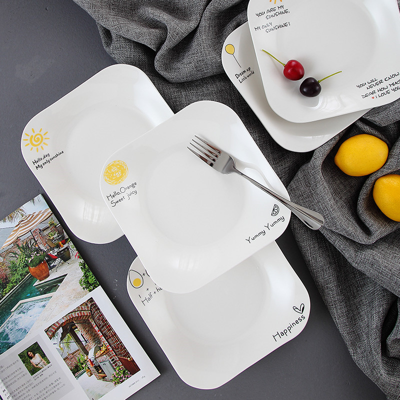 European Vintage Steak Plates Restaurant Breakfast Plate Dinnerware Set Brief Strip Dinner Trays Ceramic Salad Pasta Dishes