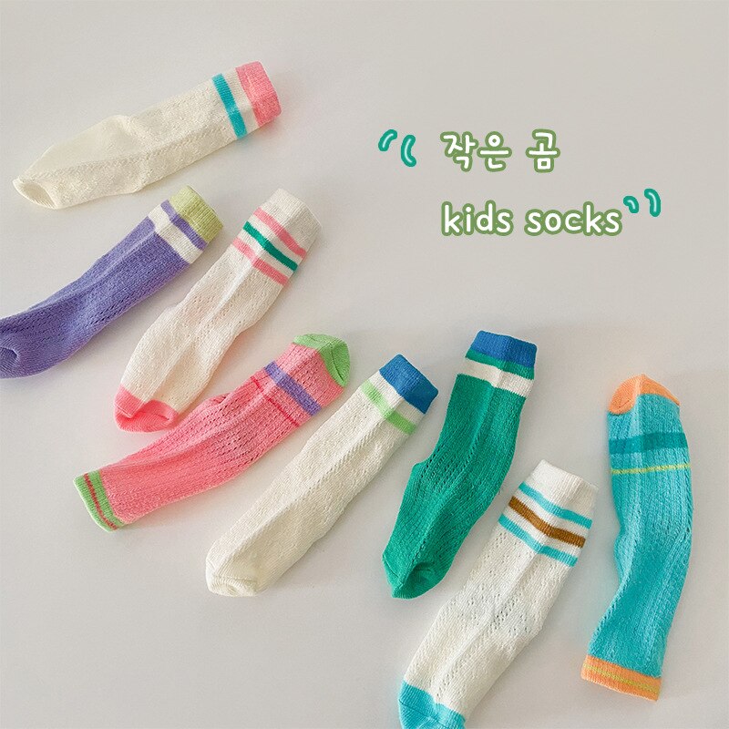 1382A 4Pairs/Lot Children&#39;s Socks 2022 Spring Summer Thin Color Matching Girl&#39;s Socks Cotton Socks for Boys 1123 Children Socks