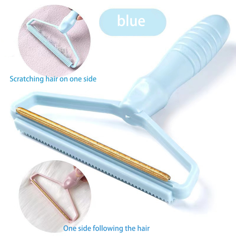 Pet Hair Remover Brush Draagbare siliconen dubbelzijdige Pet Hair Brush Sweater Cleaner Wollen jas Grooming Brush Tool Pet Products: Sky Blue