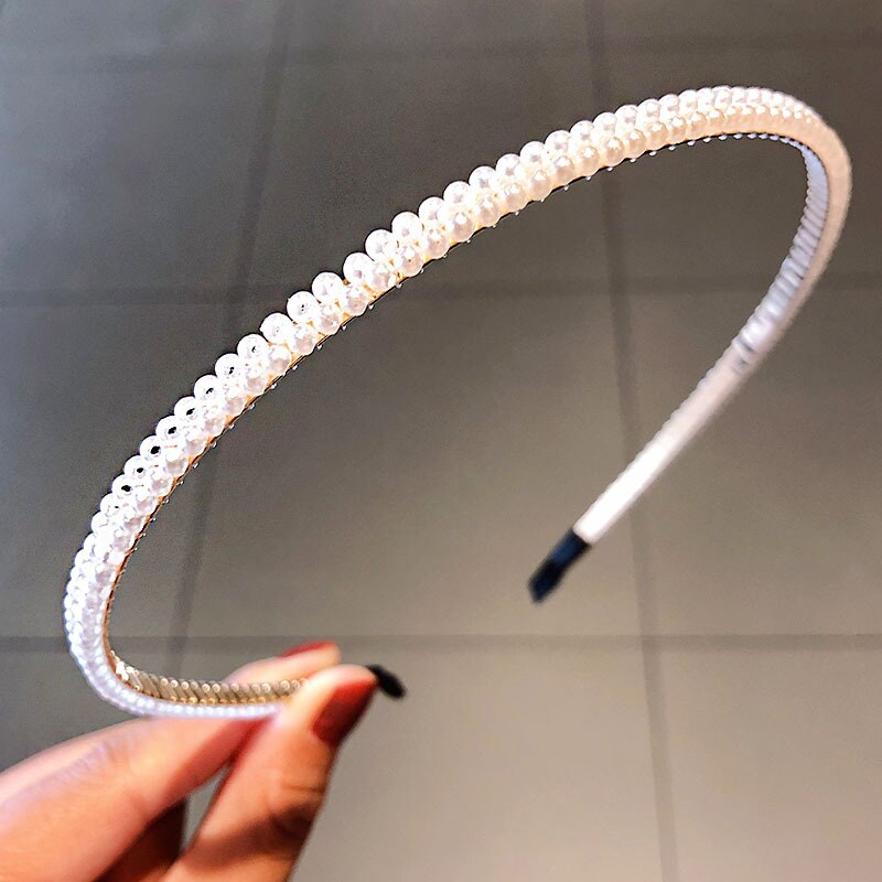 Handgemachte Perlen Perle Stirnband für Frauen Drücken Haar Schnalle Winkel Stirnband Hochzeit Kopfschmuck Haar Zubehör Schmuck: 1