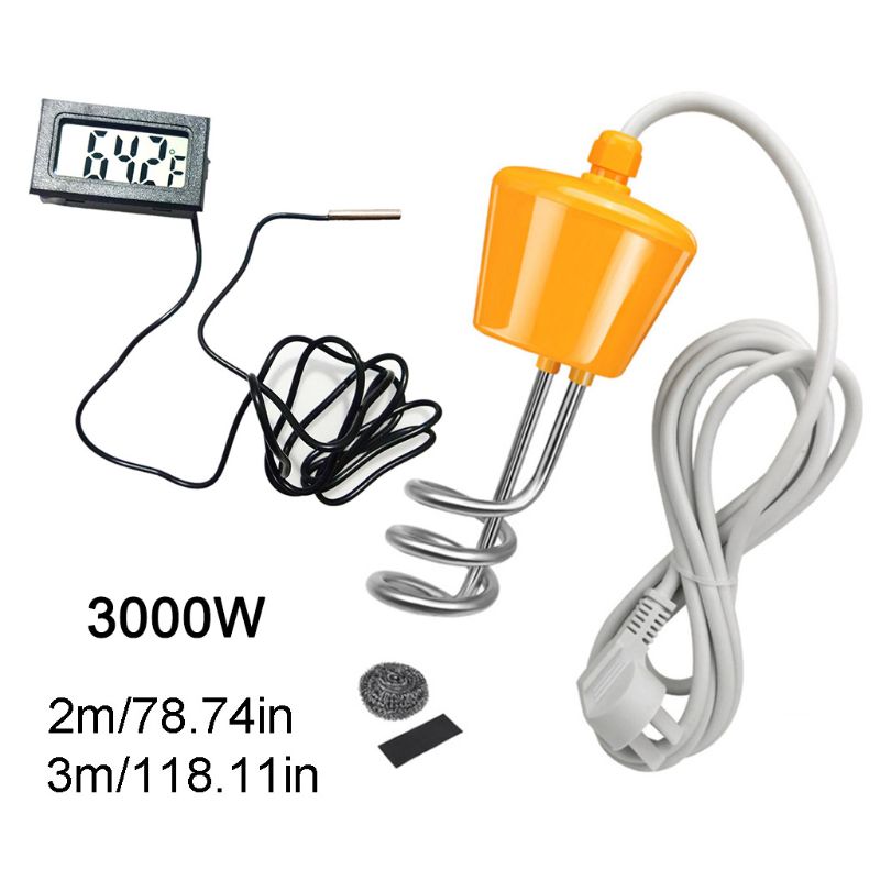 3000W Electric Water Heater with Thermometer Floating Spiral Immersion Element Y5GA