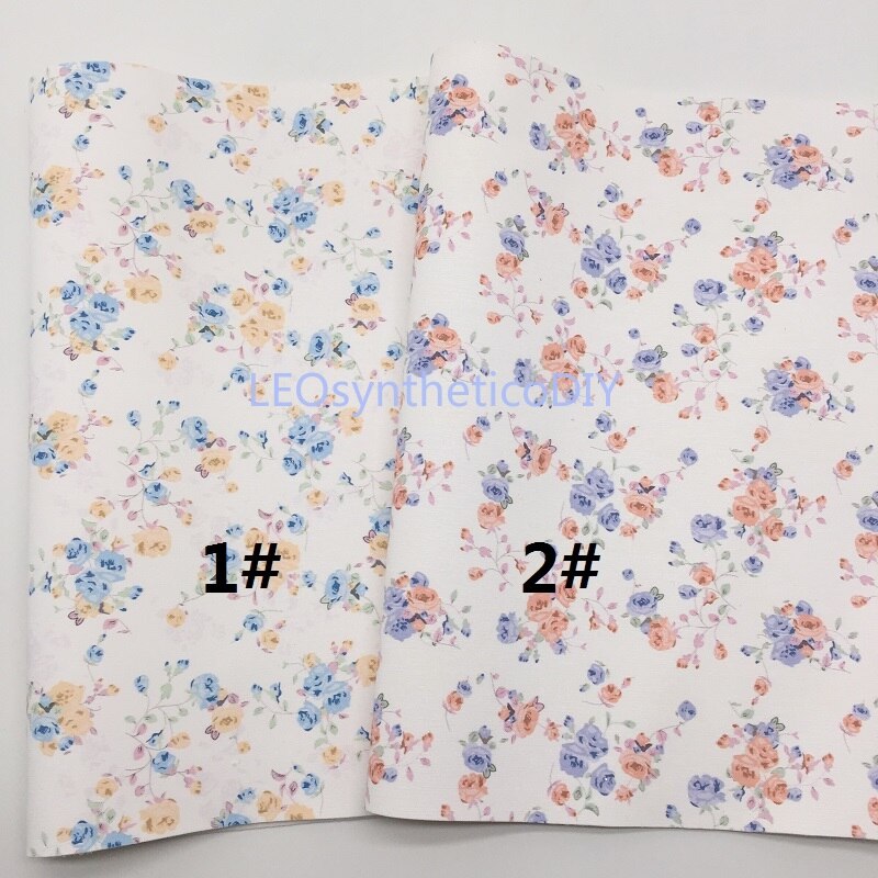 1PC 21X29CM Bloemen Gedrukt Faux Leer Stof, Synthetisch Leer Lakens, PU Leer Voor Maken Bows LEOsyntheticoDIY T343