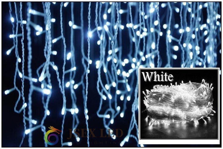 Christmas lights led curtain icicle string lights 5M droop 0.4-0.6m waterfall outdoor decoration for party garden home wedding: White / 110V US Plug