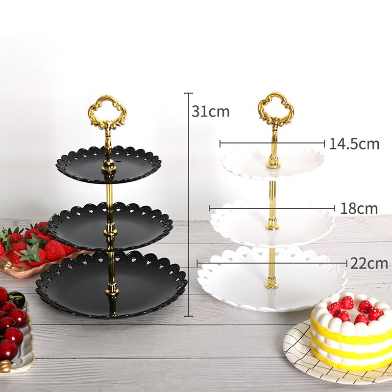 2pcs/set Cake Stand 3 Layers Wedding Cake Plate Stand Dessert Fruits Vegetable Placed Tool Wedding Birthday Party Cupcake Stand