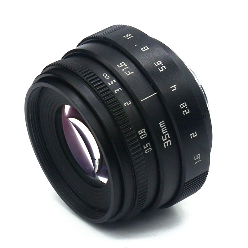 Mini 35mm f1.6 aps-c tv-linse / cctv-linse til 16mm c-kamera