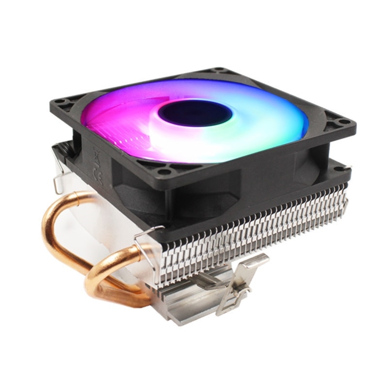 Silent CPU Cooler LGA/115X/775 3 Pin PC Cooling Radiator 2 Copper Tubes 5 Colors LED Cooling Fan