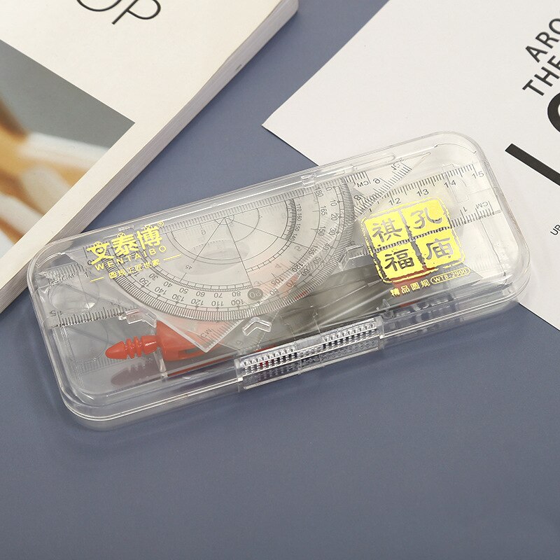 School Study Tool Kit Ruler Compasses Portable School Math Geometry Set Protractor Drawing Compass Ruler Pencil Essentials Math