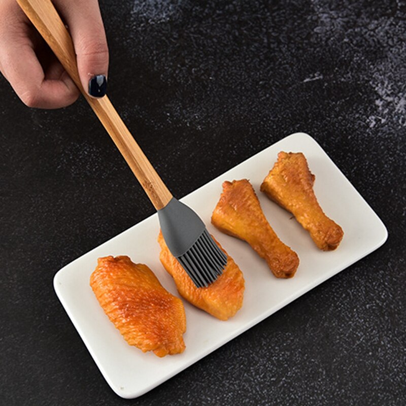 5 Pack Mini Spatels Schrapers Met Bamboe Handvat, Hittebestendige Siliconen Spatel Set, Voor Bakken, Koken, mengen