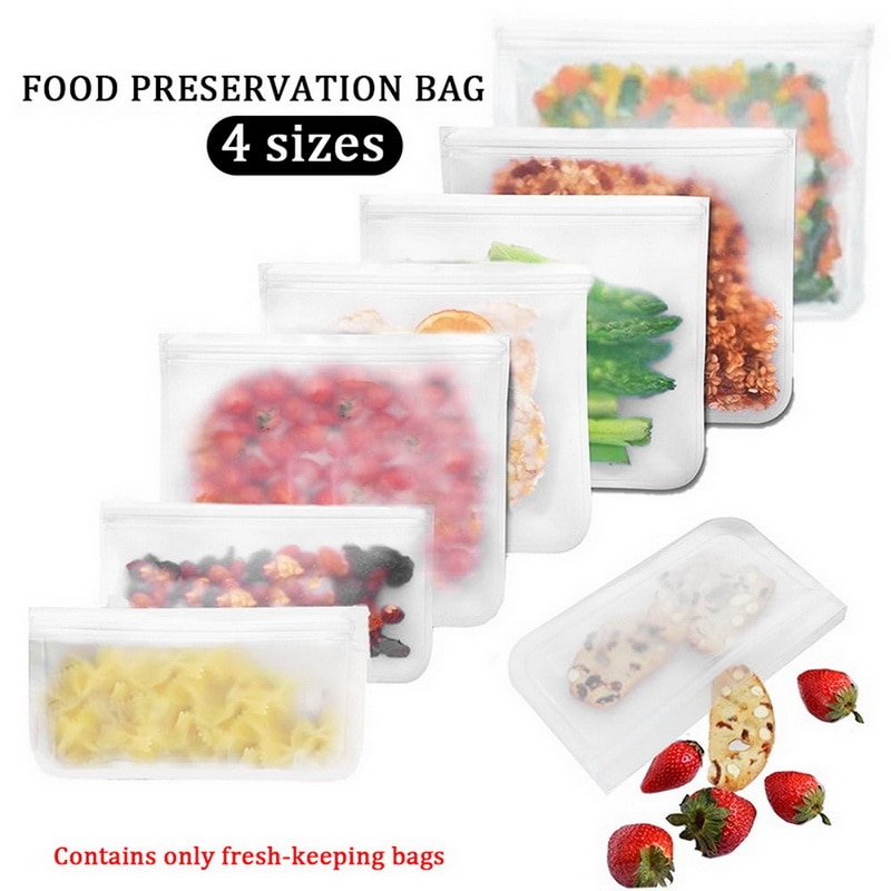 Draagbare Peva Voedsel Opbergtas Herbruikbare Vriezer Siliconen Zip Lock Lekvrij Zak Keuken Organizer Vruchten Snack Zaden Opbergtas