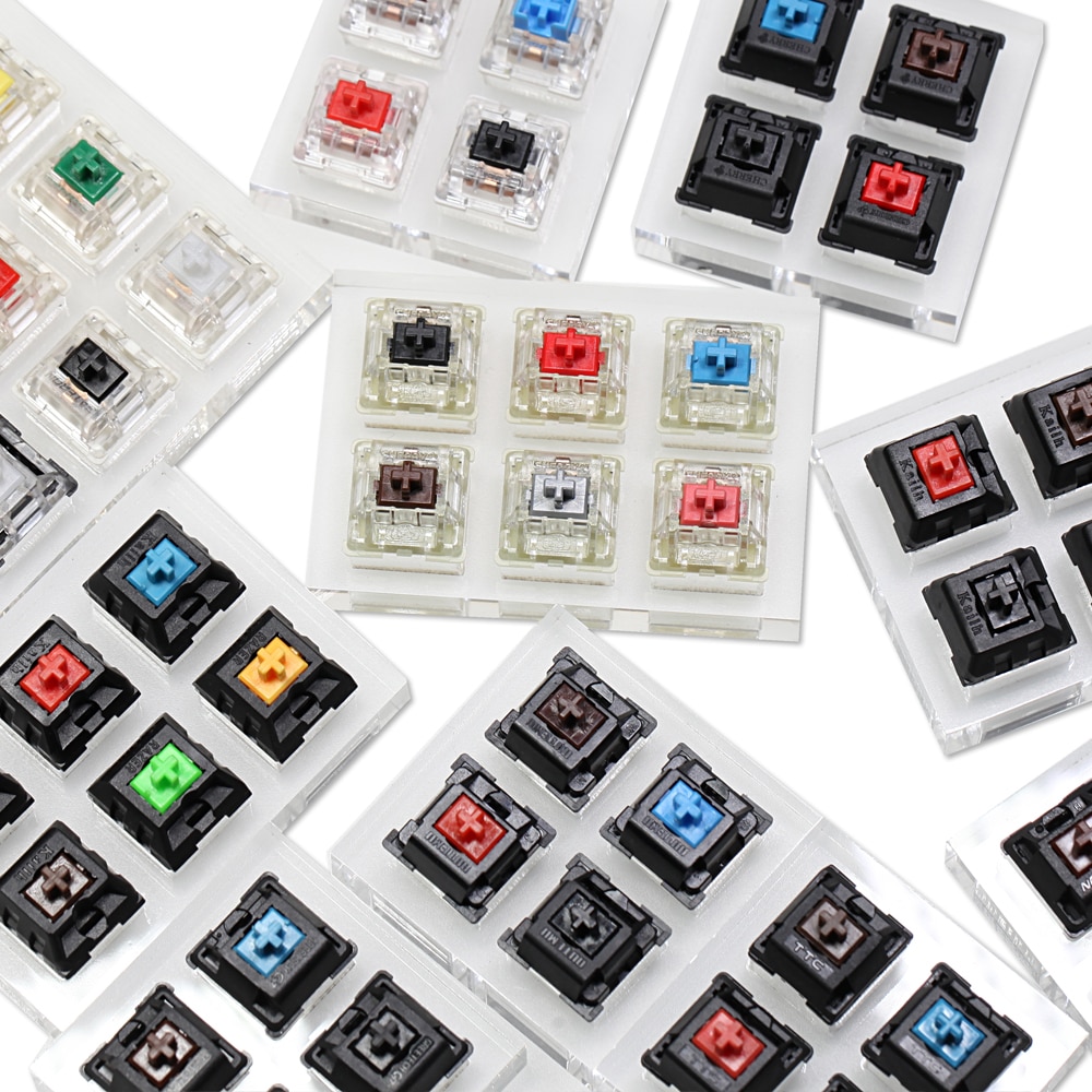 Przełącznik tester z akrylowa podstawa cherry kailh outemu ttc ysa greetech otm czerwony niebieski brązowy czarny zielony pomarańczowy rgb pro prędkość ciężka