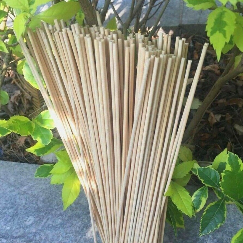 50pcs Plant Support Garden Wooden Sticks Bamboo Plants 40cm Canes Flower TOB