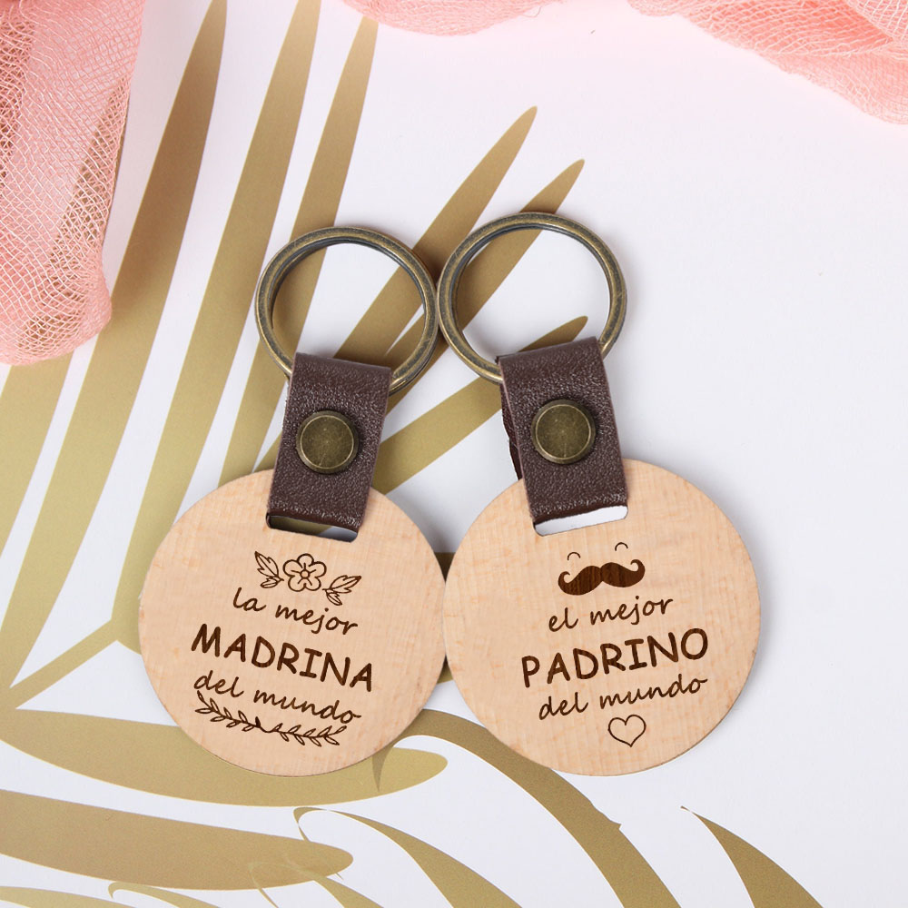 Llavero de madera del mejor padrino/marra del mundo, de bautismo, de recuerdo para Godchild, llavero religioso de Cristo