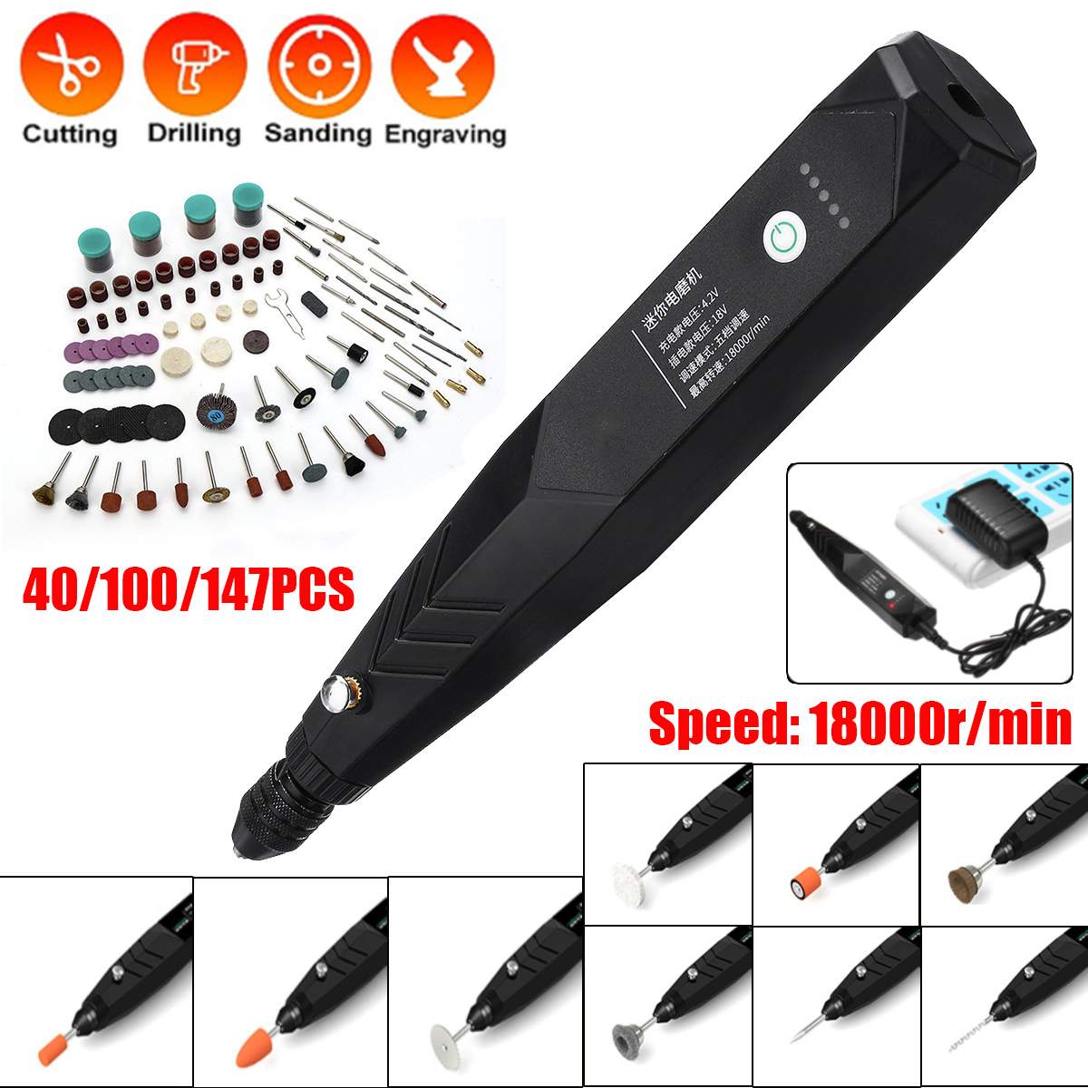147Pcs 18000rpm 100V-240V mini Electric Drill Grinder 5 Speed Variable Engraving Pen Engraver mini Drill Electric Rotary Tool