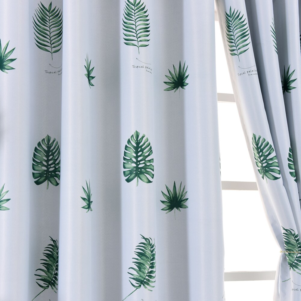 Banana leaf short Pastoral semi shading curtains for Living Room /Kitchen/Bedroom /Window short curtains finished PC014&30