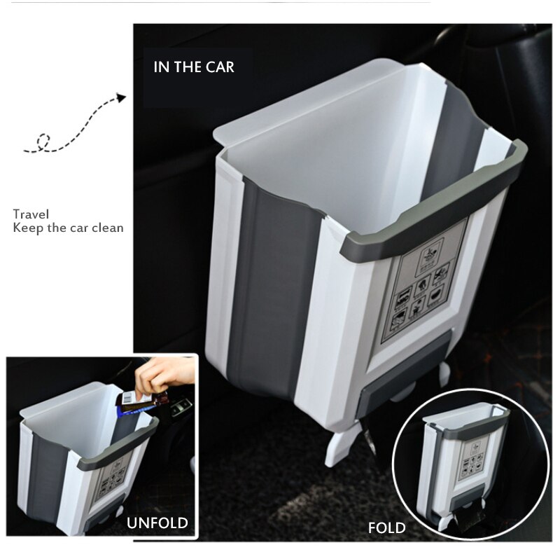 Folding Waste Bin Kitchen Cabinet Door Hanging Trash Bin Trash Can Wall Mounted Trashcan For Bedroom Toilet Waste Storage