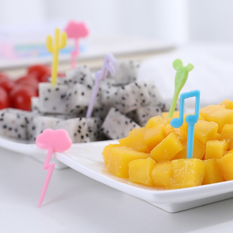 18 unids/pack de palillos de comida para niños con forma de nota Musical fruta tenedor Mini niños postre comida fruta palillo de dientes Bento Accesorios