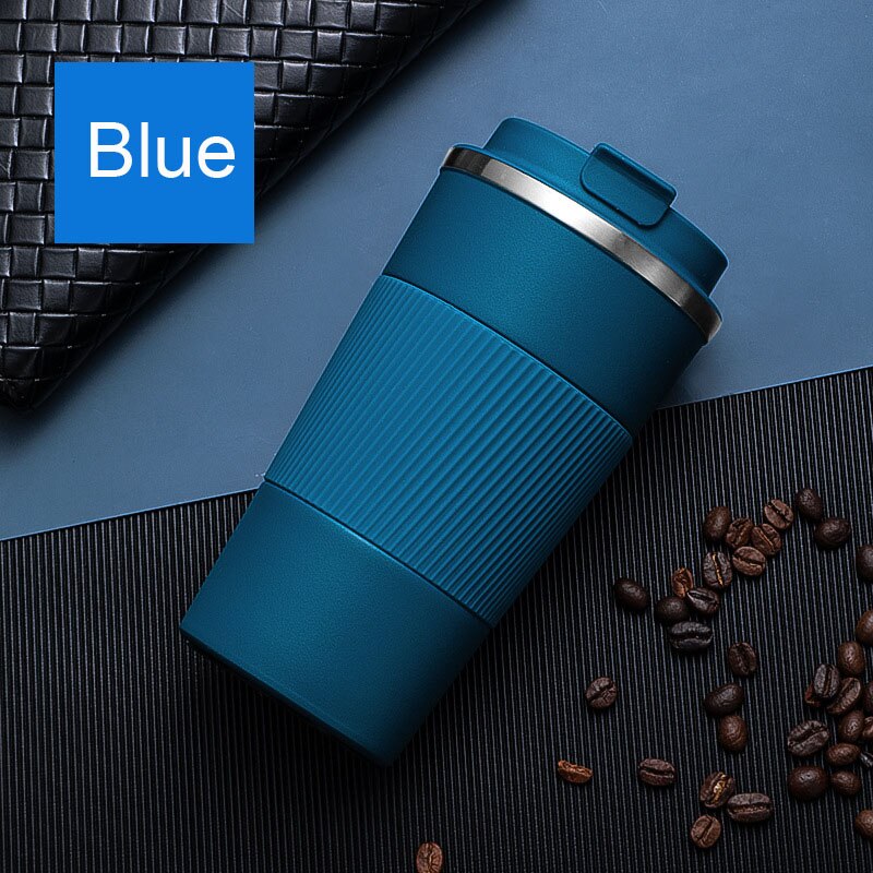 Thermos Coffee Mug Cup 304 Stainless Steel Insulated Tumbler Vacuum Thermos Cup Travel Cup for Cold Ice Drinks: 510ml / Blue-Coffee cup