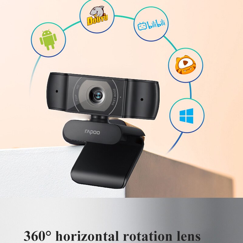 Originele Rapoo C200 Webcam 720P Hd Met USB2.0 Met Microfoon Draaibare Camera 'S Voor Live-uitzending Video Bellen Conferentie