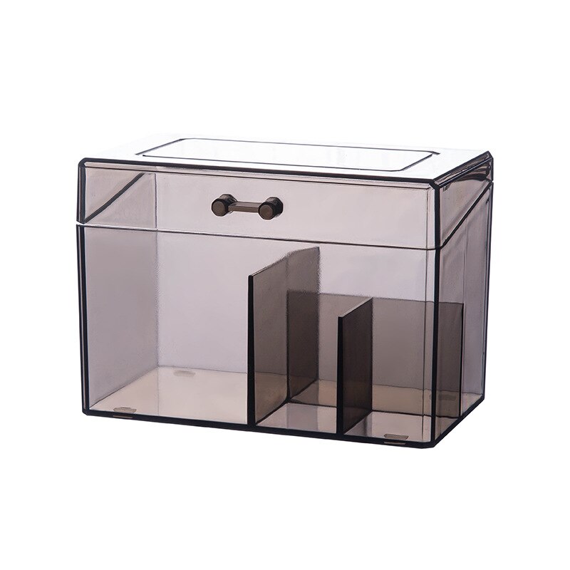 Odporna na kurz akrylowe płatki kosmetyczne organizator pudełko na przybory robić makijażu dla wacików/piękny mikser uchwyt z pokrywa 4 kraty dachowe robić zatrzymywania pojemnik na kosmetyki: przezroczysty szary