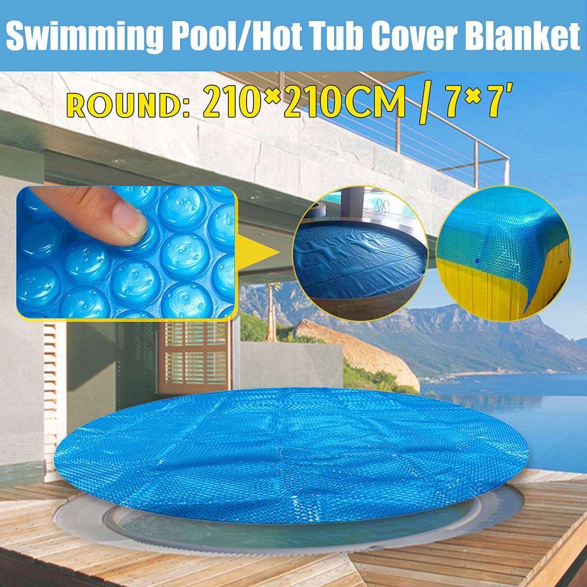 Zwembad Cover 1.8*1.8 m/2.1x2.1 m/2.4x2.4 m Vierkante/Ronde solar Zwembad Bad Cover 400m Outdoor Bubble Deken Accessoires: Round 210x210cm
