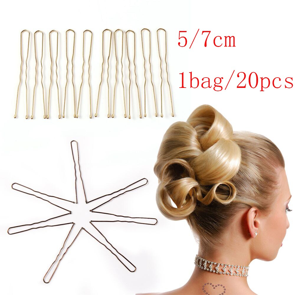 Horquillas de Metal en forma de U para mujer, 20 unidades/bolsa, 5/7cm, pinzas para el pelo, herramientas de estilismo para el cabello, accesorios, herramienta para el cabello trenzado