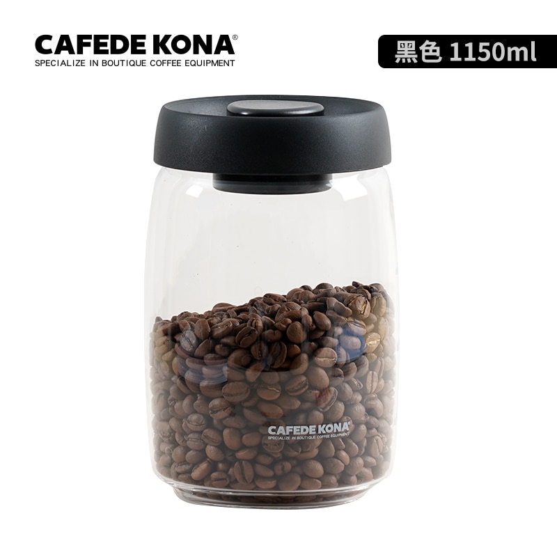 CAFEDEKONA Glass Canister Vacuum glass sealed tank Eco Friendly Borosilicate Glass Storage Jars With Lid Food Kitchen Glass Jar: BLACK 1150ML