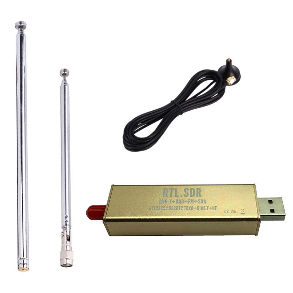 RTL-SDR SDR Receiver RTL Blog V3 R820T2 RTL2832U 1PPM TCXO RTL 0.1MHz-1.7GHz Defined Radio Band With Multipurpose Dipole Antenna: With antenna gold