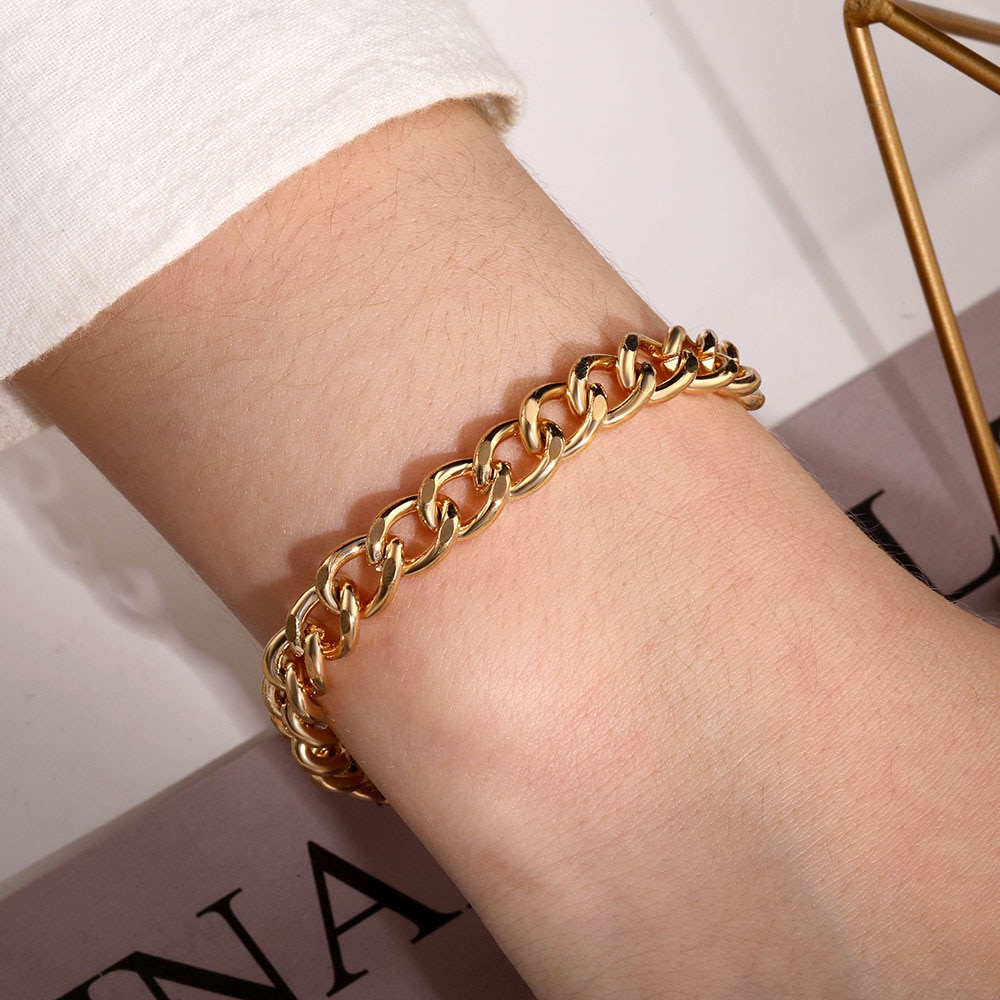 IPARAM Punk Minimalist Twist Chain Miami Bracelet Hip Hop Rock Metal Chain Men's Women's Bracelet Jewelry