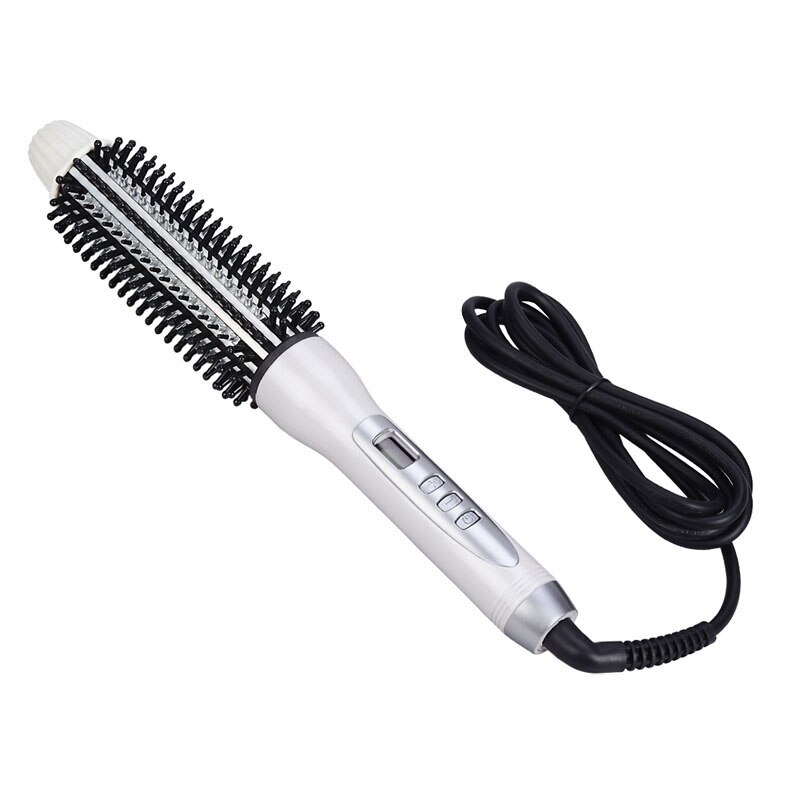 32Mm ue Plug en céramique bigoudi lisseur chaleur chaude peigne électrique Lcd cheveux brosse à friser peigne rond grand: Default Title