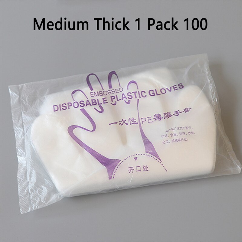 100Pcs Plastic Transparent Disposable Gloves Kitchen Eco-friendly Food Gloves For Restaurant BBQ Kitchen Disposable Gloves: 2