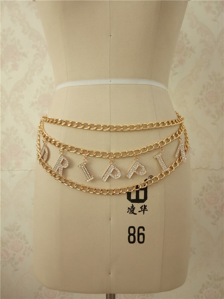 Briefe Kette Gürtel Für Frauen Kleid Taille Silber Gold Gürtel Weibliche bund Damen Kleid Metall gürtel Halskette Riem: Gold