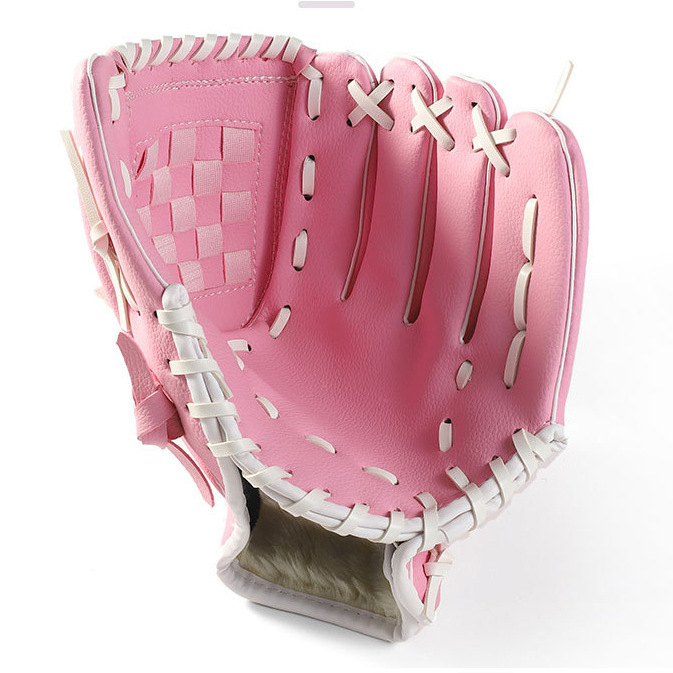 Baseball Gloves with Soft Solid PU Leather Thickening Pitcher Softball Gloves for Child Teens Adult Right Hand Throw, Left Hand: Colore rosa / 10.5 pollici