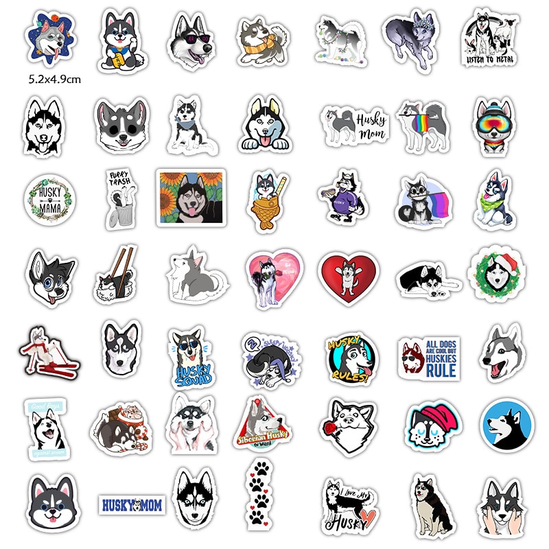 50 stks/set Leuke Husky Corgi Hond Decoratieve Stickers op Laptop Auto Scrapbooking Telefoon Motorfiets Bagage Kinderen Grappig Speelgoed