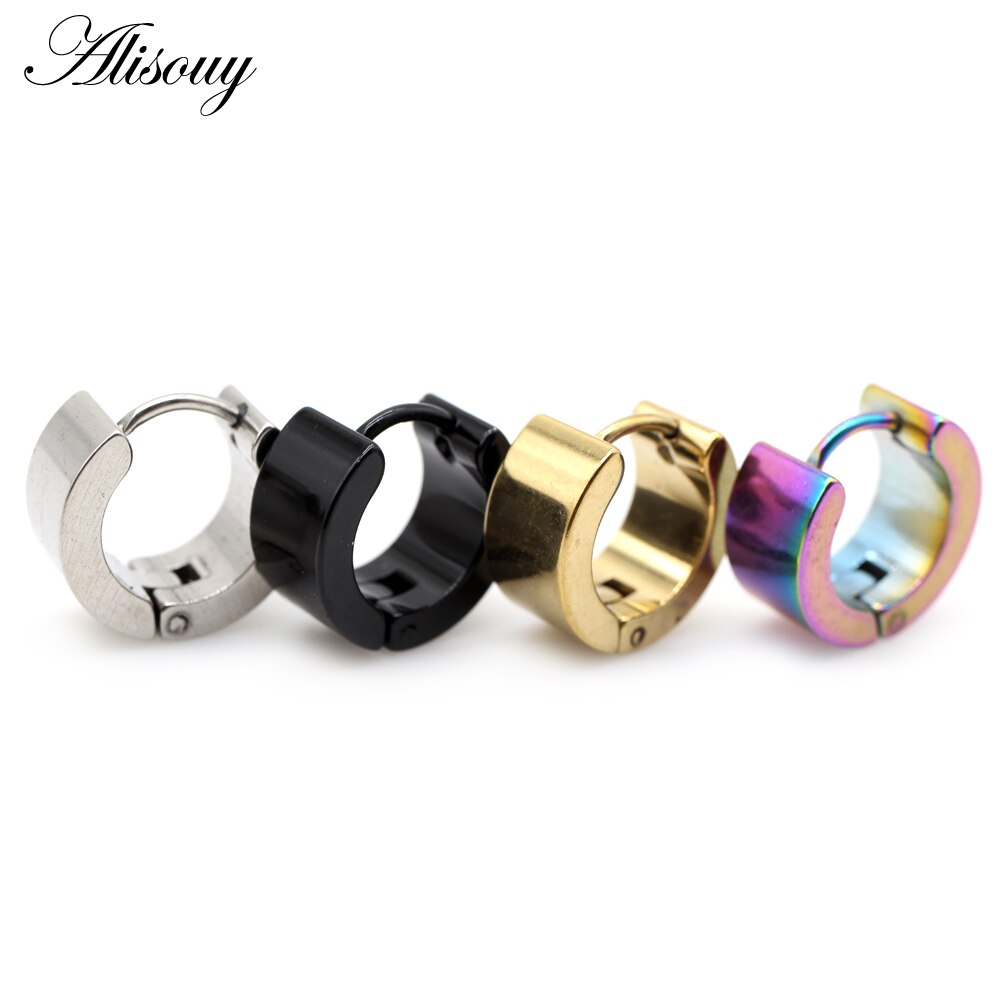 Alisouy 2 pz 7*9mm moda unica gioielli femminili Punk in acciaio inossidabile Huggies piccolo cerchio orecchini a cerchio per donna uomo gioielli