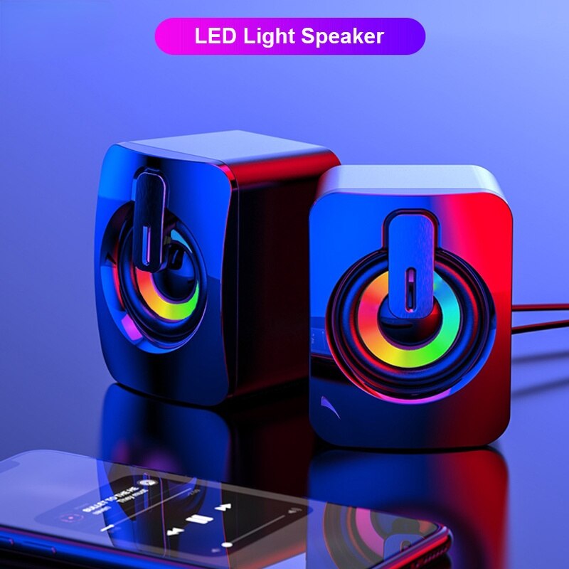 Mini Computer Speaker USB Wired Speakers 3D Stereo Sound Surround Loudspeaker For PC Laptop Notebook Not bluetooth Loudspeakers: RGB Light Speaker