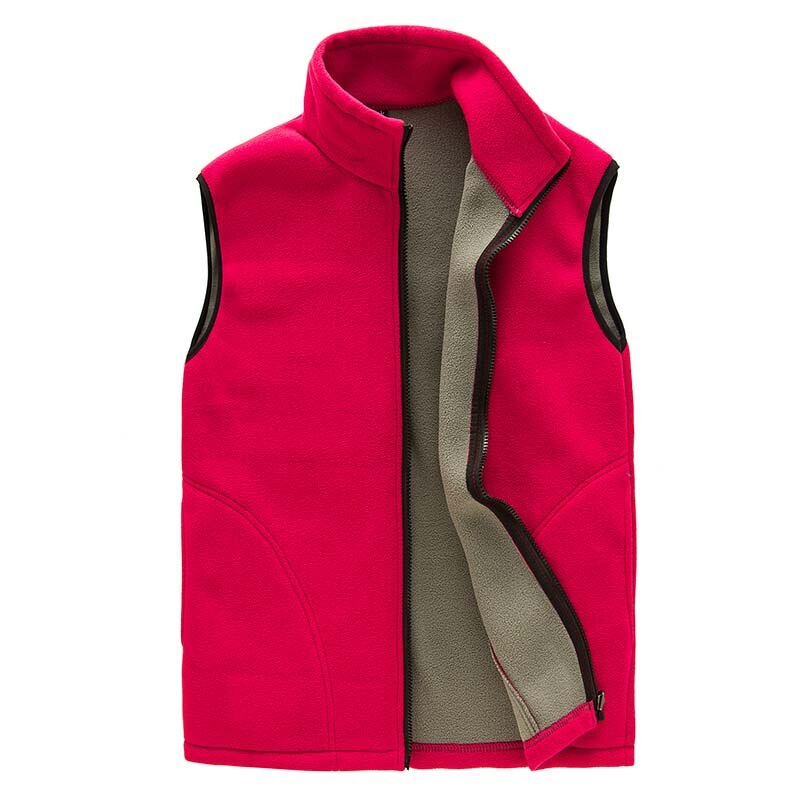 Colete feminino de lã, nova colete de lã quente para acampamento e caminhadas ao ar livre: Vermelho