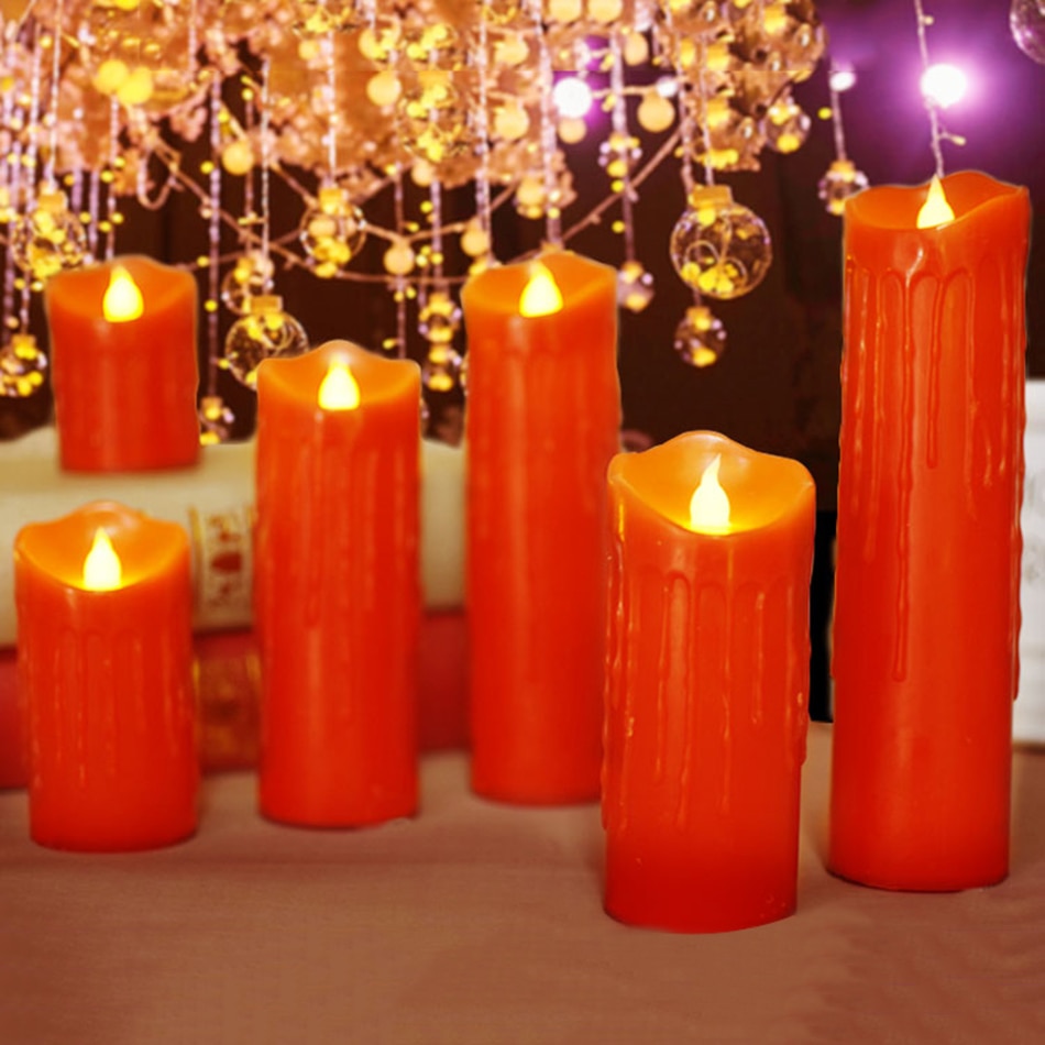 Bougie rouge en cire led goutte à goutte, bougie électronique rouge sans flamme de décoration, activités religieuses/noël, bougies d'halloween