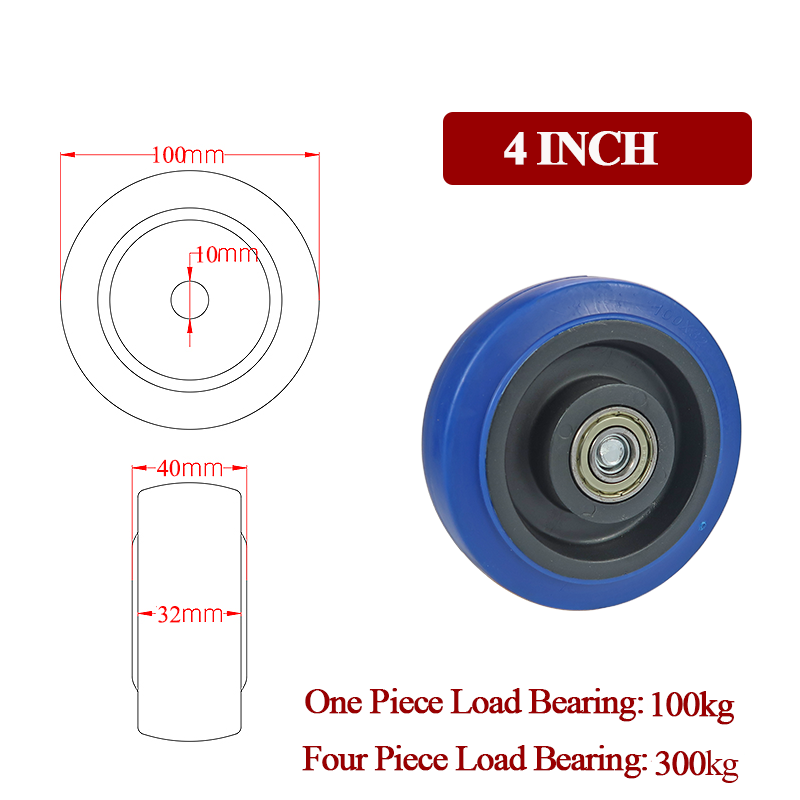 Zwenkwiel Voor Zware Meubels 4 Stuks Industriële Apparatuur Roterende Rubber Marktkar Zware Belasting 3/4/5Inch Slijtvast