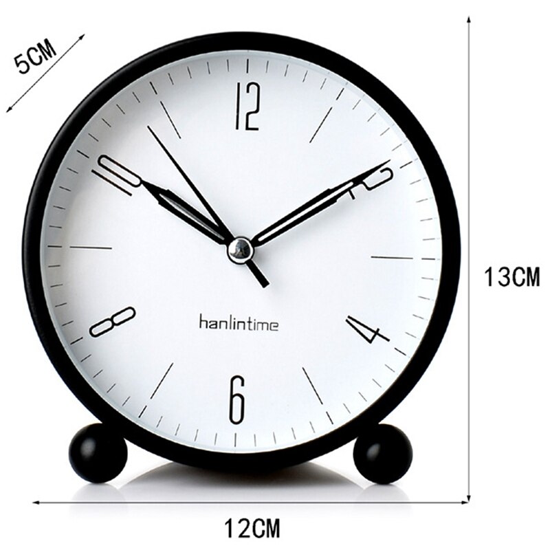 Analog Alarm Clock, 4 Inch Super Silent Non Ticking Small Clock with Night Light, Battery Operated, Simply