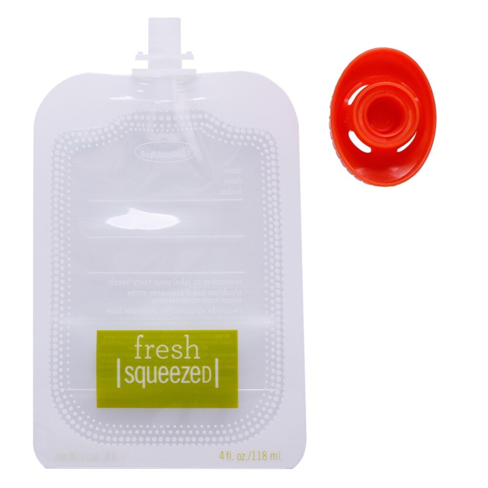 10pcs Single Use Food Pouch Packaging Squeeze Pouch Plastic Smoothie Squeeze Bags Refillable Fresh Storage Bag With Lid #281643