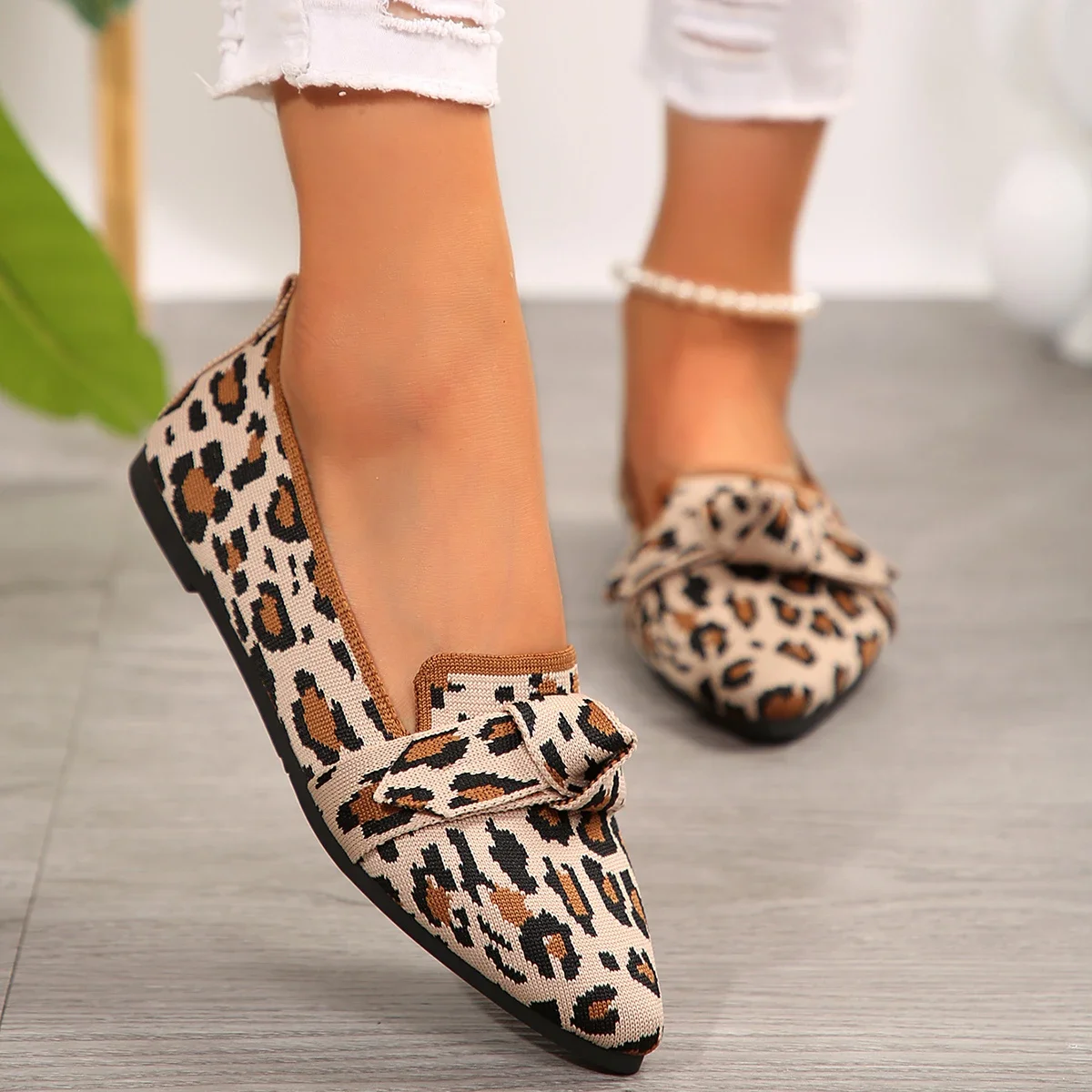 Mocassini da donna Papillon Appartamenti di lusso Lavorato a maglia Slip Scarpe comode e traspiranti Casual Mocassini da passeggio con punta a punta Calzature