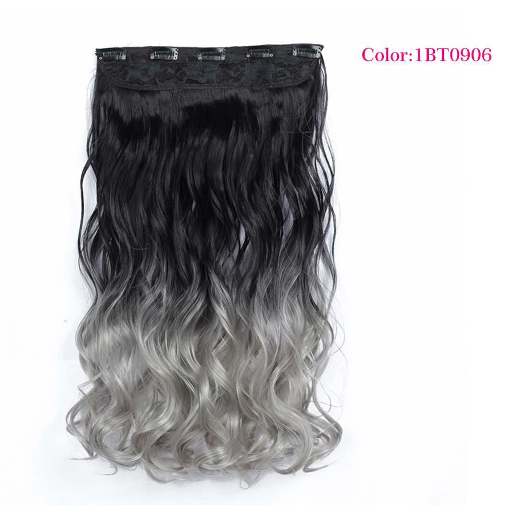 Valenwigs 22 '' lang bølget clip in on one piece syntetisk hair extensions ombre color 5 clips one piece krøllet frisure til kvinder: T4/27/30