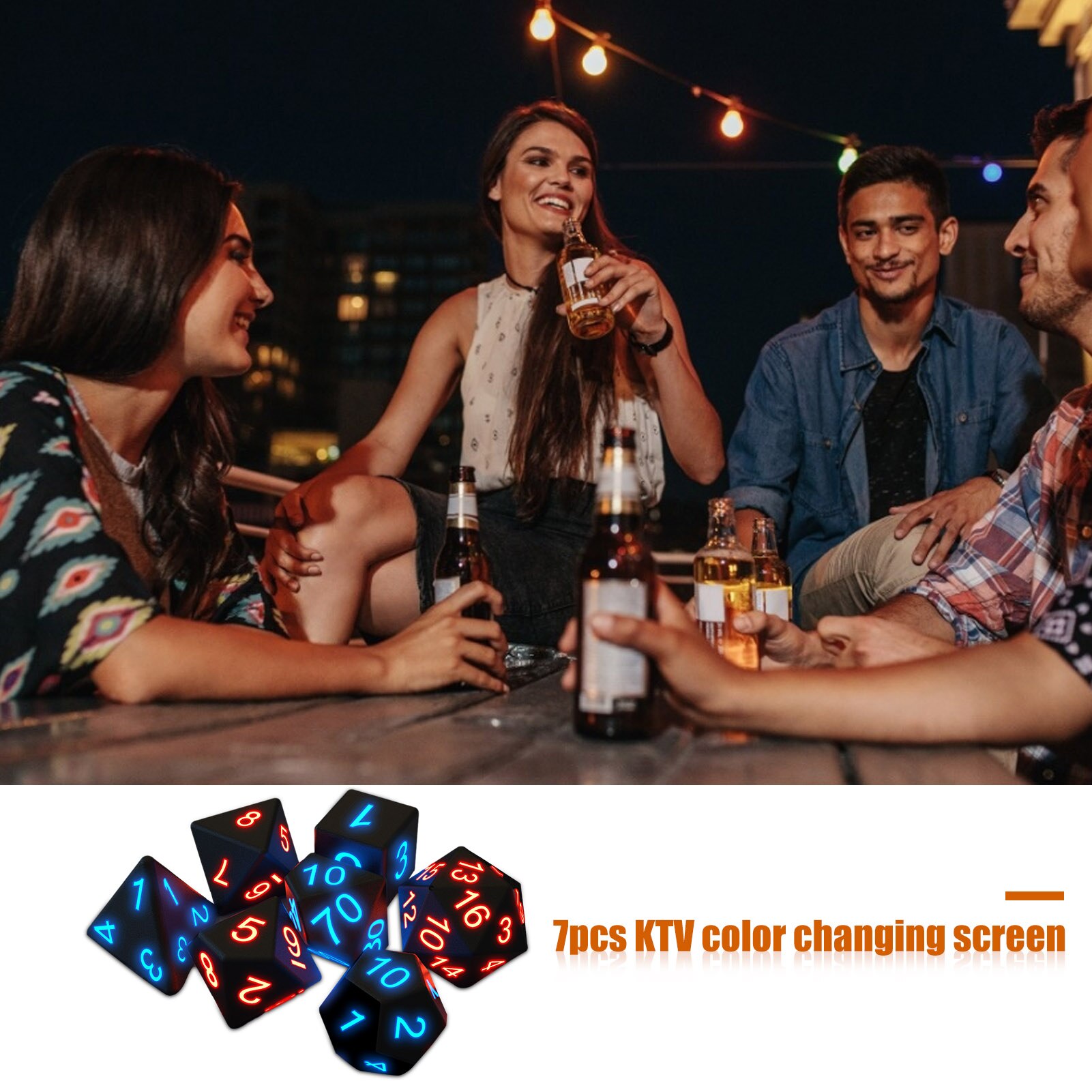 7Pcs Lichtgevende Polyhedral Zijdige Dobbelstenen Glowing Dice Draagbare Party Fun Dice Set Voor Dnd Spel
