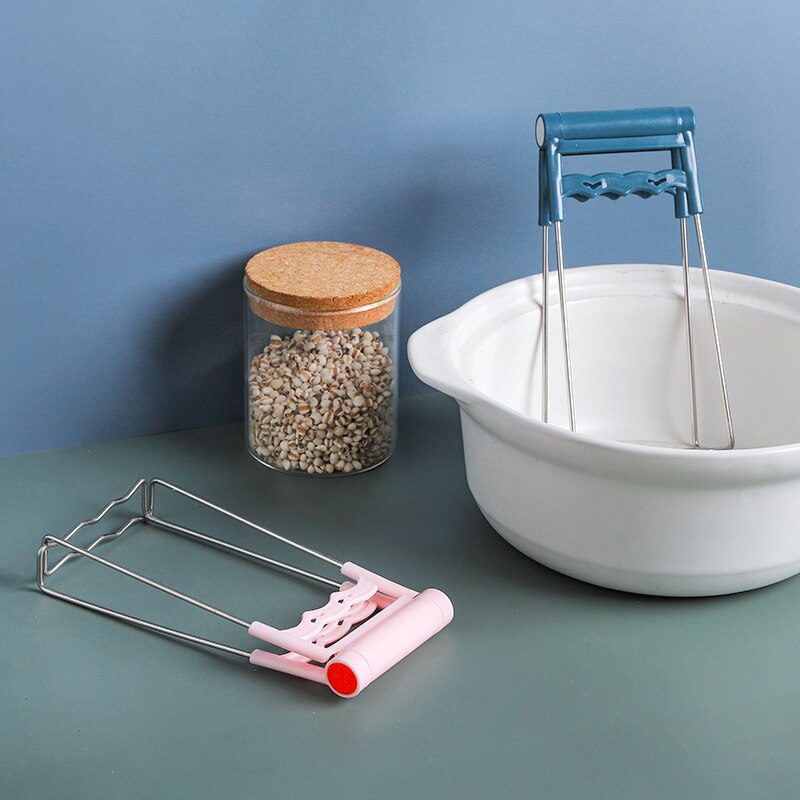 Non-slip Bowl Clip Anti-Scalding Dish Clip Universal Clip Kitchen Accessories Bowl Holder Clamp Pot Pan Gripper Blue Pink